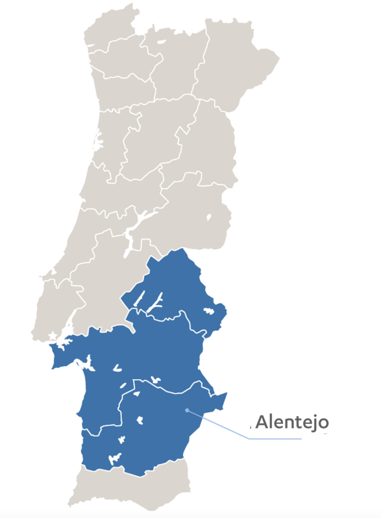 Vector art map of Alentejo, Portugal, the region this dataset originates.