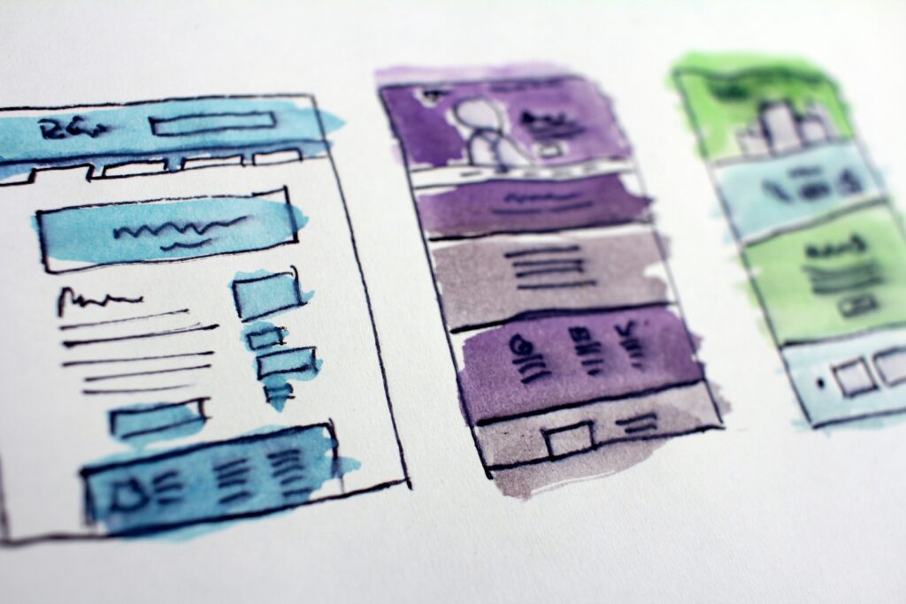 Abstract watercolor painting of a layout.